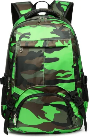 BLUEFAIRY Kids Backpack for Boys Elementary Primary Middle School Book Bags Bookbags Back to School Bags Large Compartment Mochila Escolar para Niños Camouflage Green