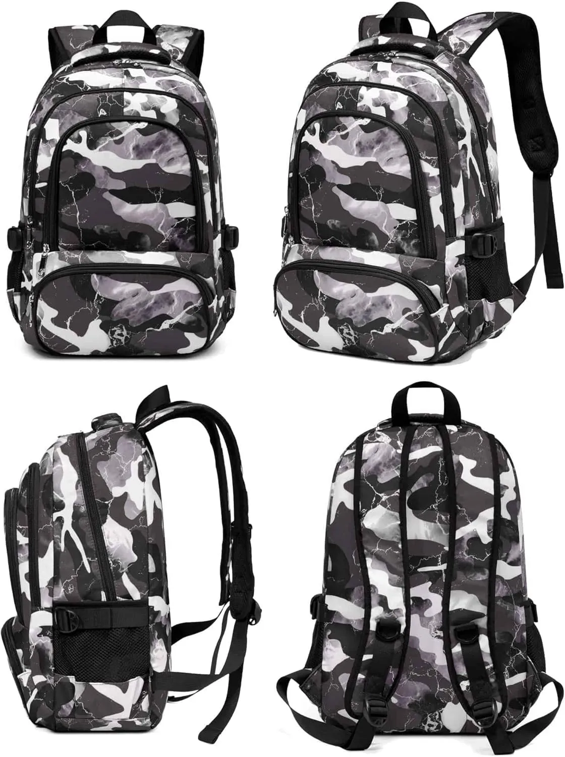 BLUEFAIRY Kids Backpack for Boys Elementary School Bags Primary Middle School Bookbags for Teens Back to School Gifts for Childs Mochila Escolares para Niños 17 Inch Aged 6-8 Camo Grey