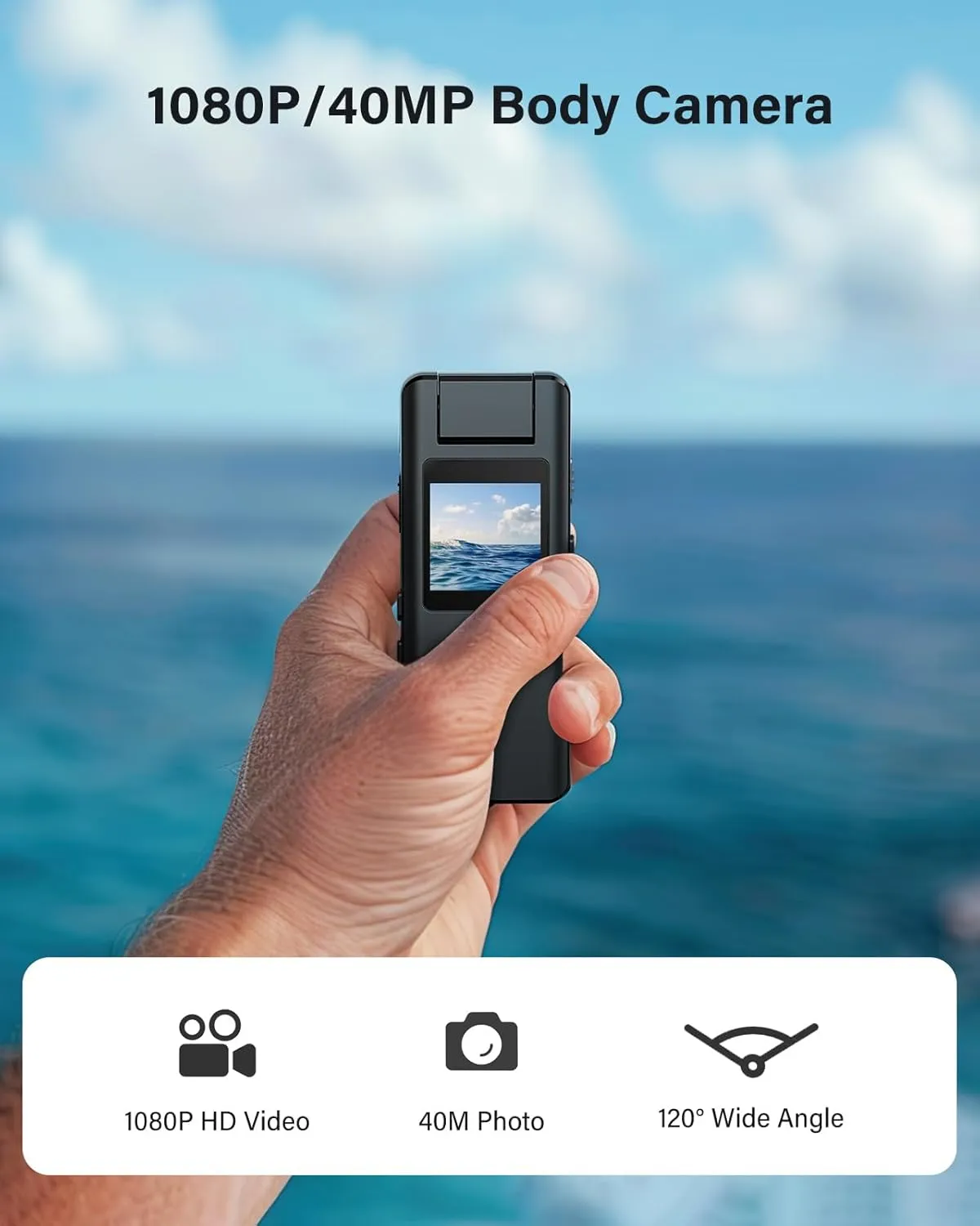 BOBLOV A22 64GB Body Camera, 1080P HD BodyCam with OLED Screen to Playback, 180° Rotatable Lens, Portable Body Camera with Audio, Support 4 Hours Recording for Office Meeting/Walking Pets