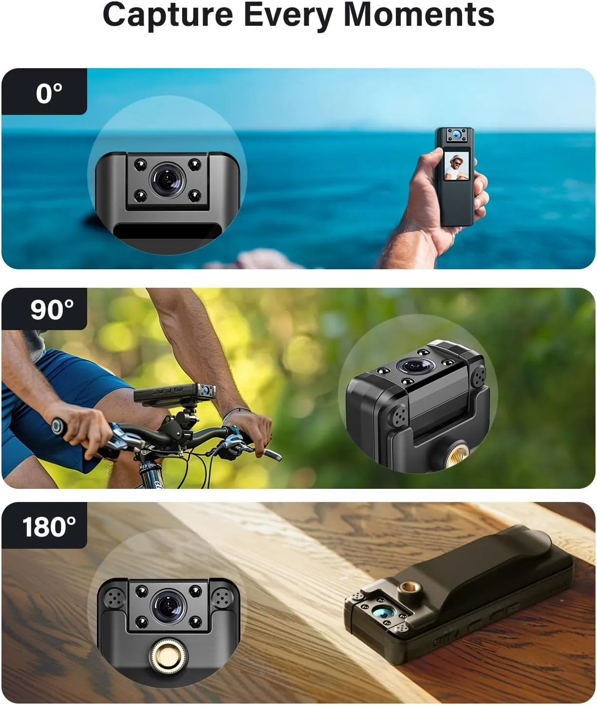 BOBLOV A22 64GB Body Camera, 1080P HD BodyCam with OLED Screen to Playback, 180° Rotatable Lens, Portable Body Camera with Audio, Support 4 Hours Recording for Office Meeting/Walking Pets