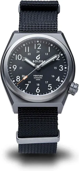 BOLDR Venture Automatic Watch for Men, 38mm Titanium Case, Nylon Strap, Water Resistant 200m