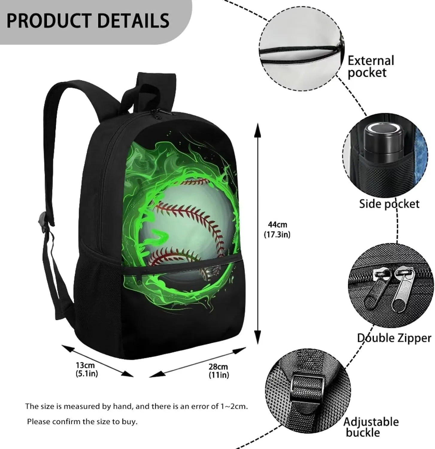 Boys Baseball Backpack for School 8-12 Kids School Bag Travel Laptop Bags for Middle High School Water Resistant Schoolbag Back to School Supplies for Kid Teen 17 Inch School Bookbag
