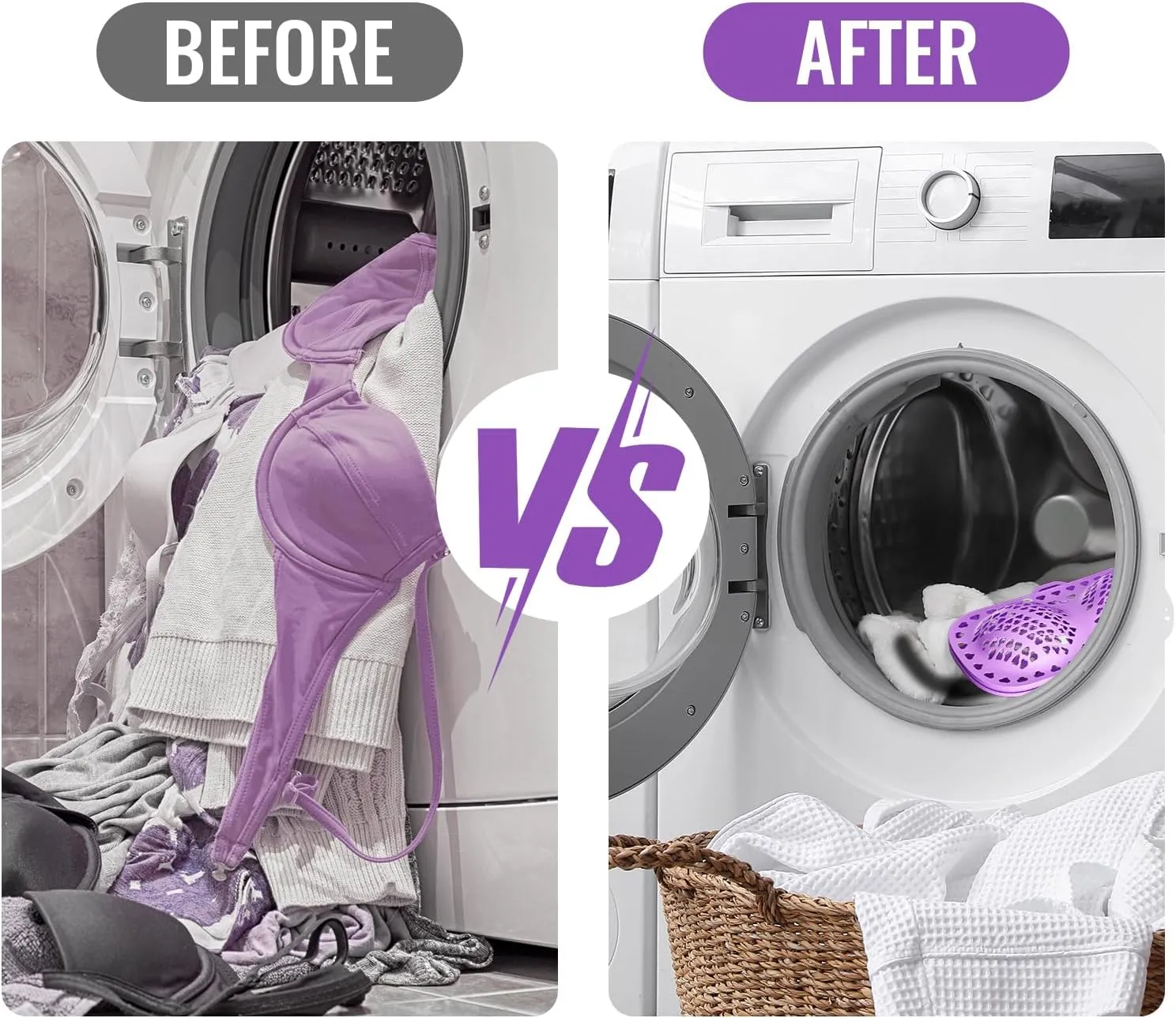 Bra Washing Bag for Laundry, Silicone Lingerie Bags for Washing Delicates, Laundry Bag Washing Machine & Dryer Washing Bags, Maternity Bras, Sports Bras, Sexy Bras (Purple)