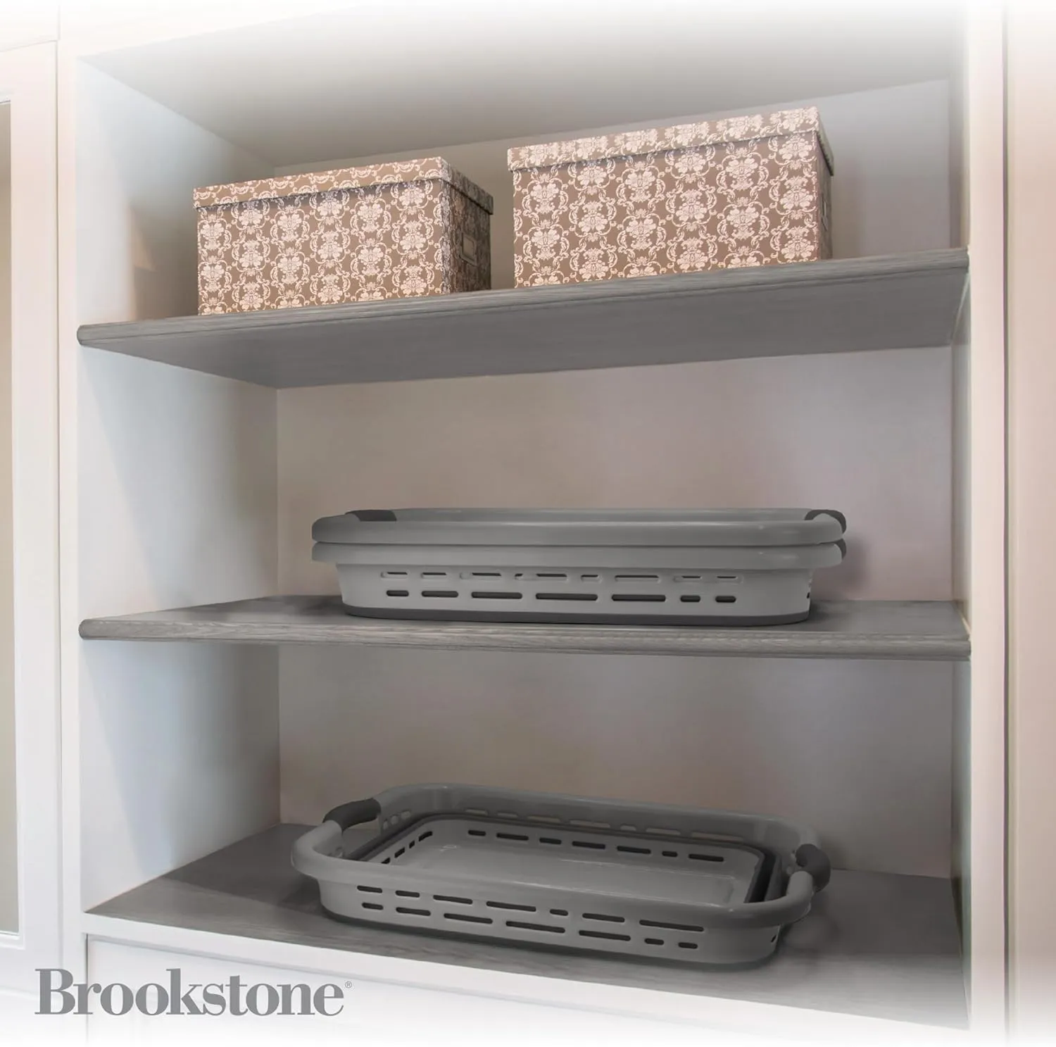 BROOKSTONE, 1 UNIT, 11 GALLONS - [OUR LARGEST BASKET EVER] 24" Collapsible Laundry Basket, Comfort Non-Slip Grip Handles, Minimalist Space Saving Design, Portable Pop-Up Hamper, [BPA FREE]