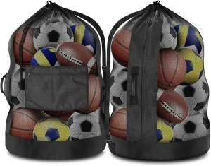 BROTOU 40" x 30" Extra Large Sports Ball Bag, Upgrade Thicken Ball Bags for Coaches, Adjustable Shoulder Strap and Hanging Ears with Handle, Mesh Bag for Basketball, Volleyball, Swimming Gear