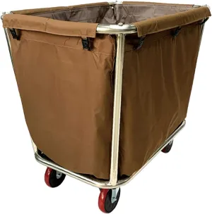 Brown Removable Laundry Sorters Hamper Cart, Large Capacity 400L & Load 150Kg - Commercial Hotel Laundry Container With Oxford Bag & 5"" Wheels