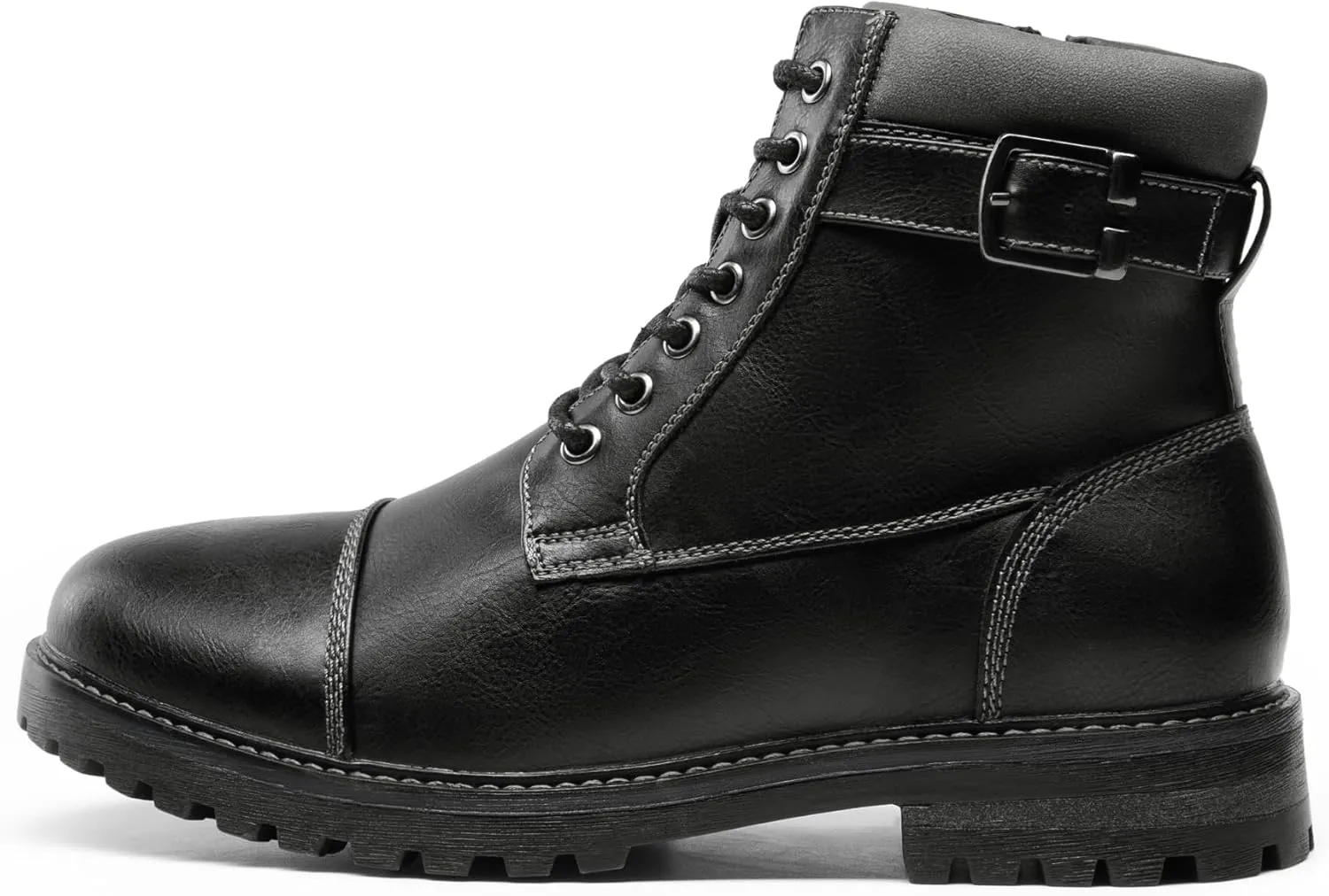 Bruno Marc Men's Motorcycle Combat Oxford Boot Fur Lining Warm Zipper Boots