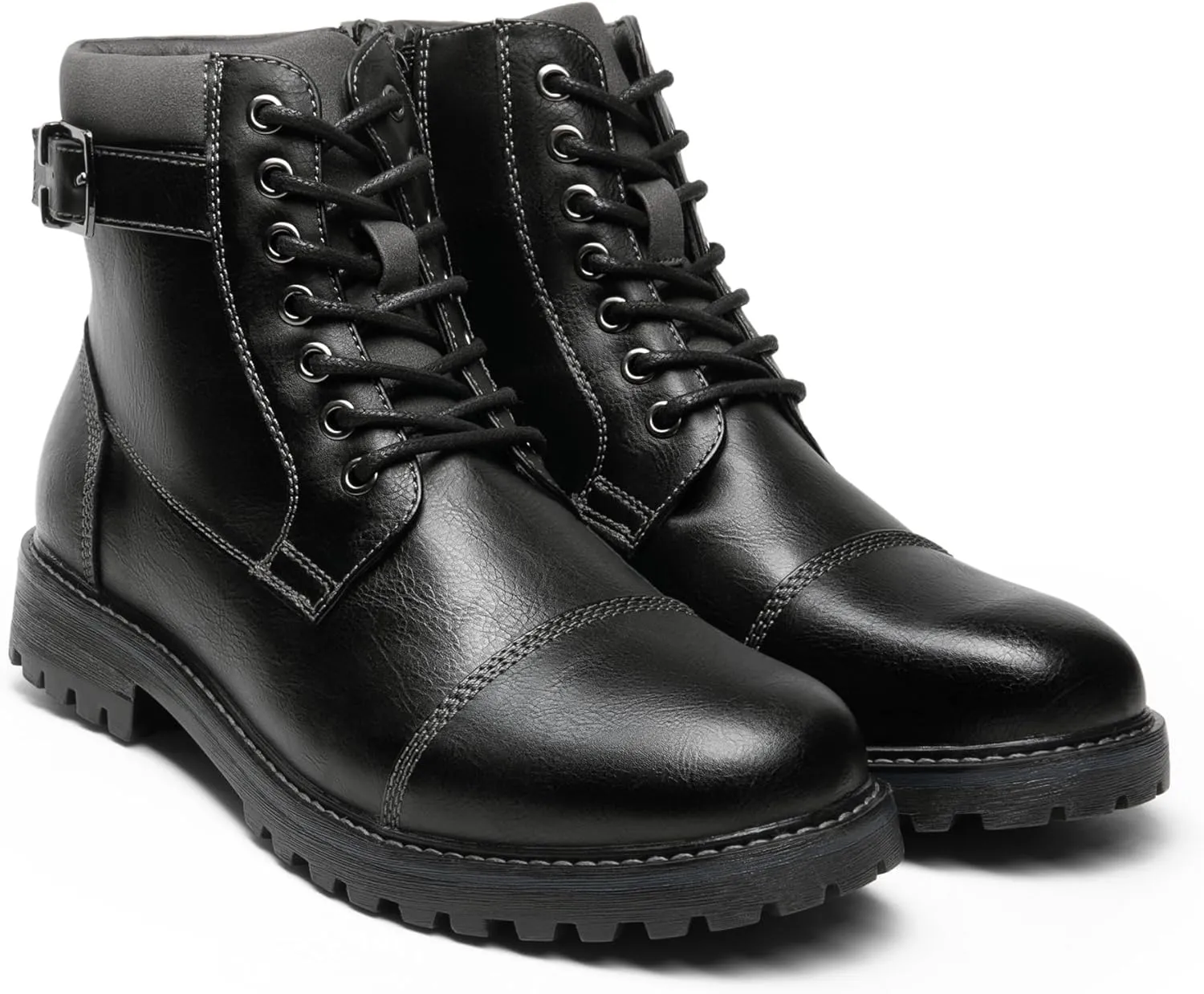 Bruno Marc Men's Motorcycle Combat Oxford Boot Fur Lining Warm Zipper Boots