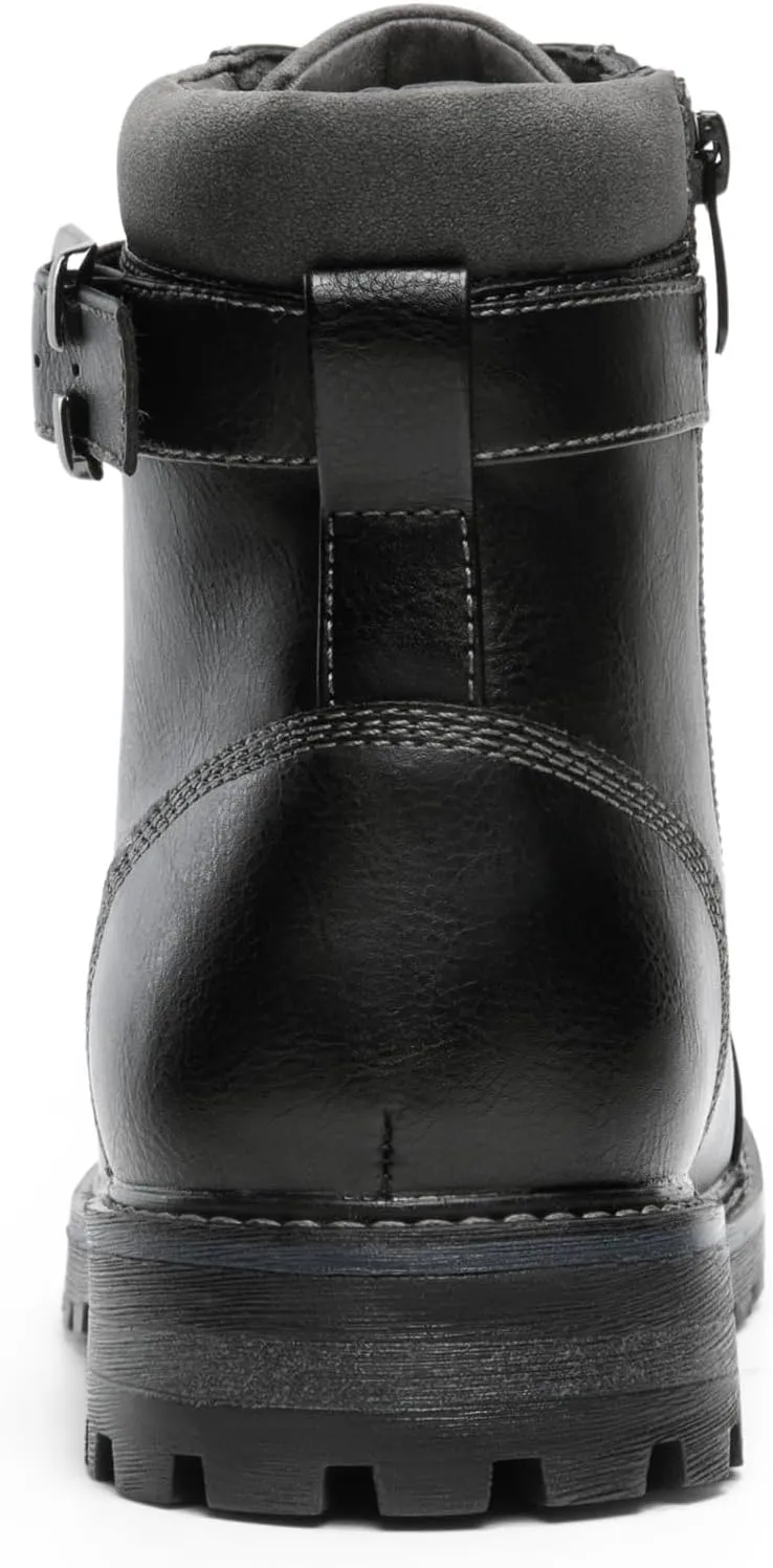 Bruno Marc Men's Motorcycle Combat Oxford Boot Fur Lining Warm Zipper Boots