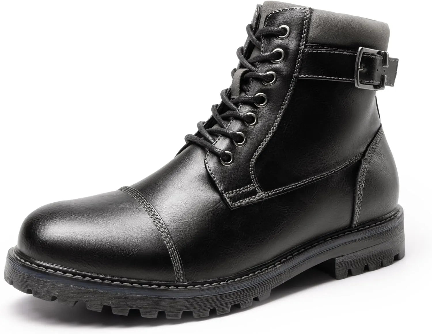 Bruno Marc Men's Motorcycle Combat Oxford Boot Fur Lining Warm Zipper Boots