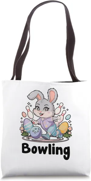 Bunny Playing Bowling Easter Day Egg Chocolate Hunting Tote Bag