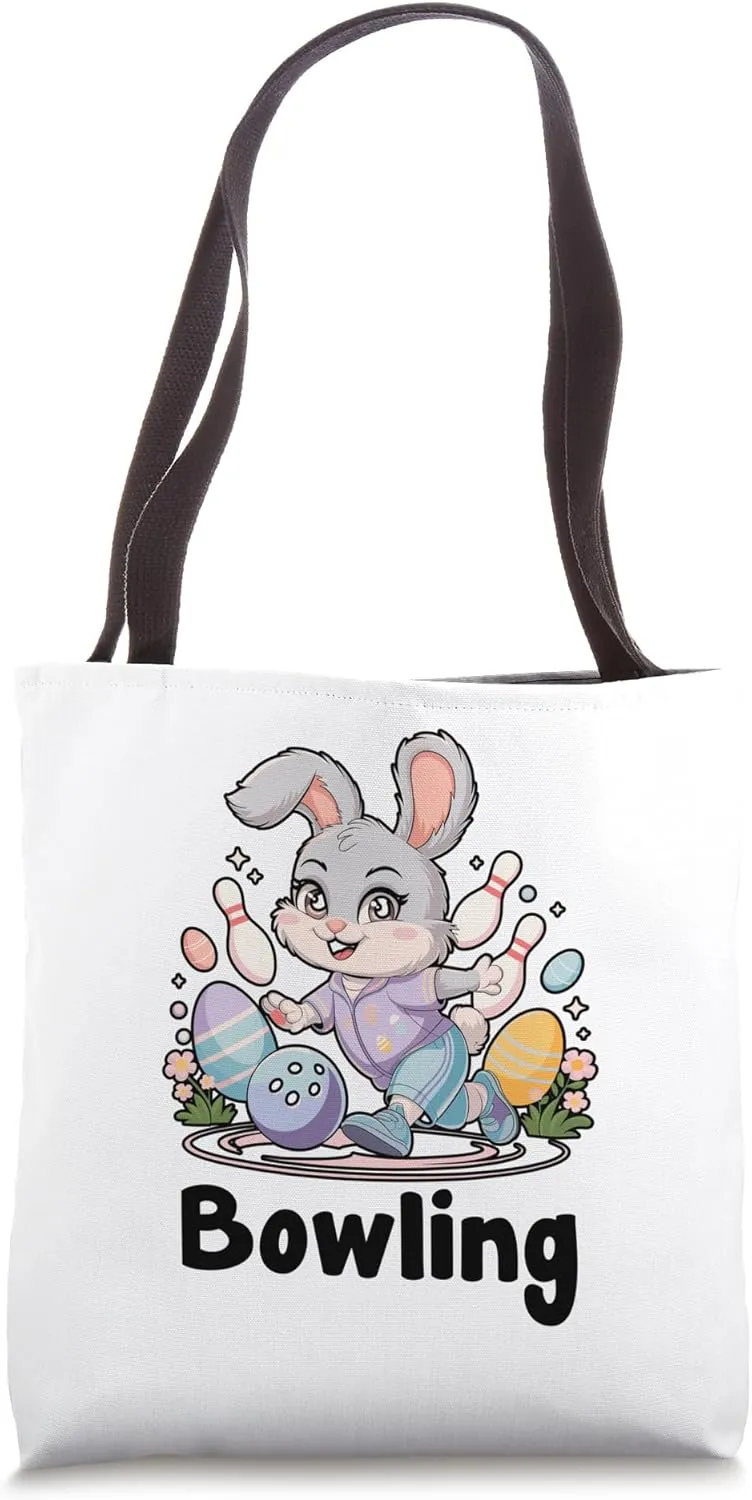 Bunny Playing Bowling Easter Day Egg Chocolate Hunting Tote Bag