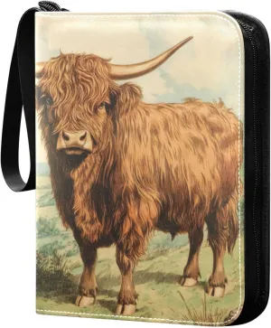 Burbuja Cow Painting Card Binder, 4 Pockets Trading Card Binder, Portable Card Albums Fits 400 Cards with 50 Removable Sleeves for Sport Cards Game Cards