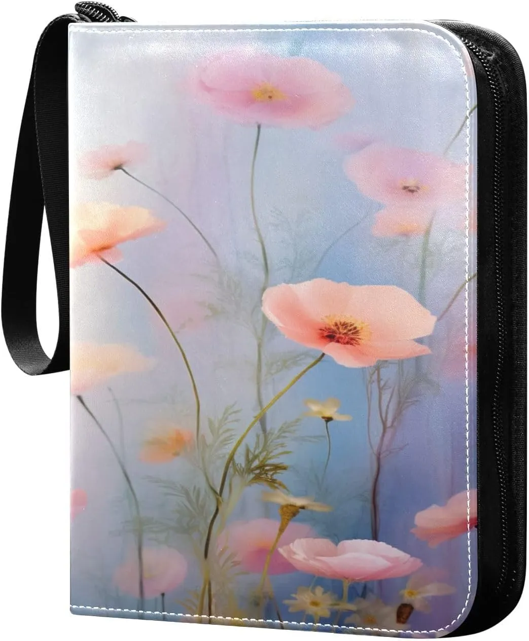 Burbuja Wildflowers Painting Card Binder, 4 Pockets Trading Card Binder, Portable Card Albums Fits 400 Cards with 50 Removable Sleeves for Sport Cards Game Cards