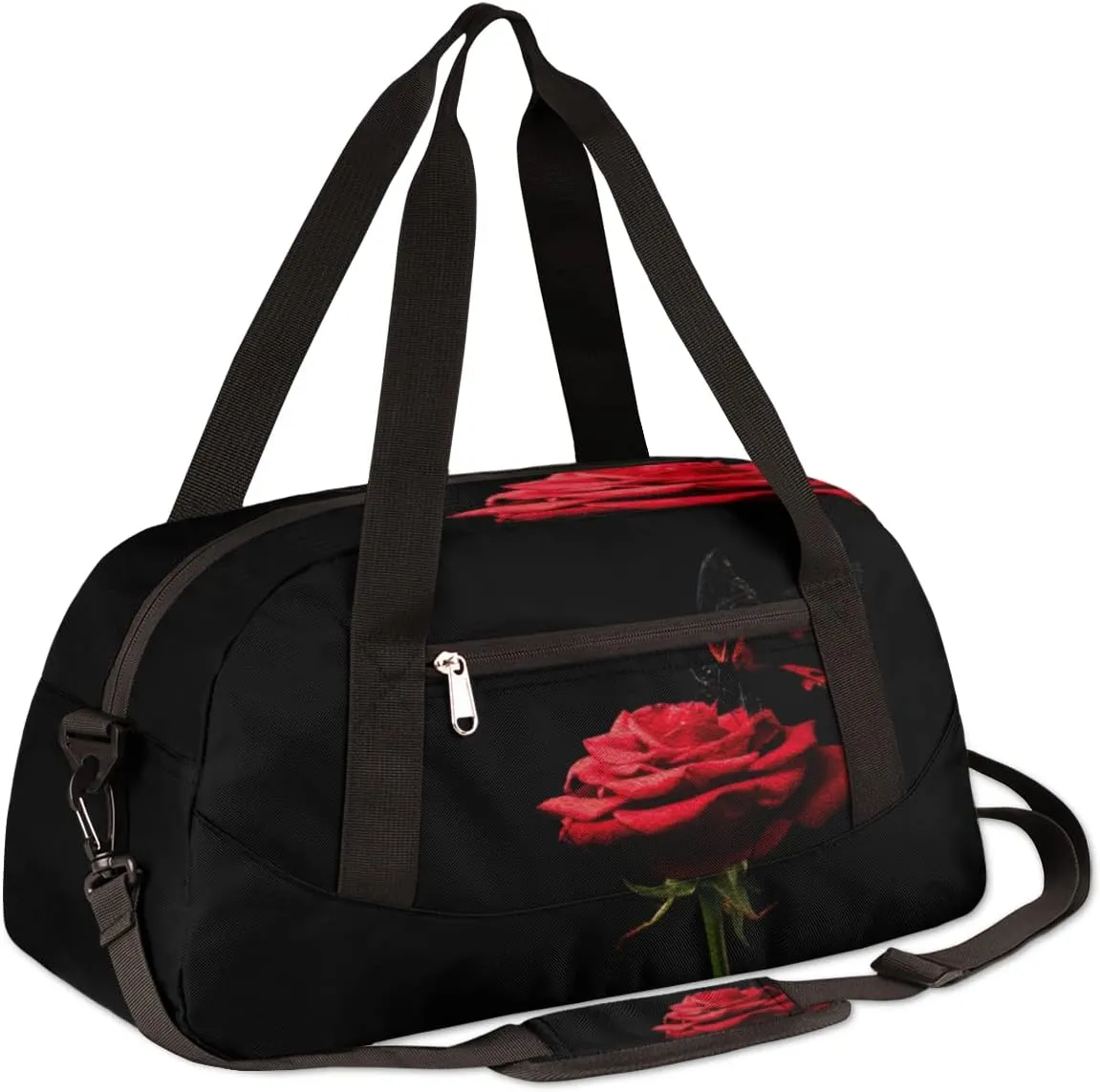 Butterfly Red Rose Kids Duffel Bag for Girls Boys Teens, Oil Painting Dance Bag Overnight Small Duffel Bag Carry On Weekend Sports Gym Travel Bag for School Practice Gymnastics Ballet