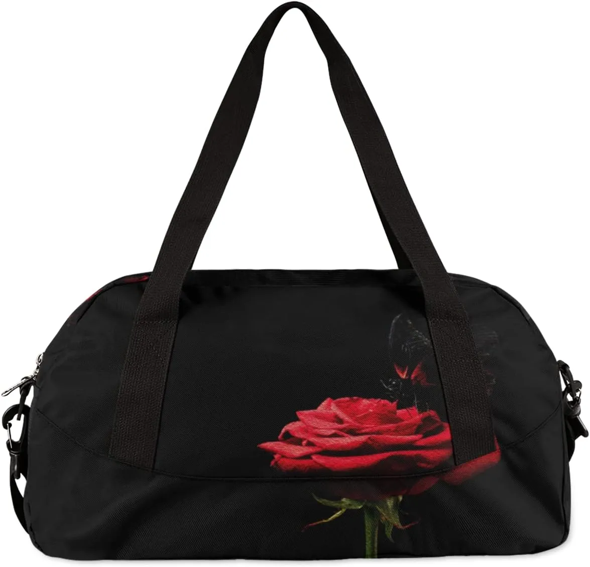 Butterfly Red Rose Kids Duffel Bag for Girls Boys Teens, Oil Painting Dance Bag Overnight Small Duffel Bag Carry On Weekend Sports Gym Travel Bag for School Practice Gymnastics Ballet
