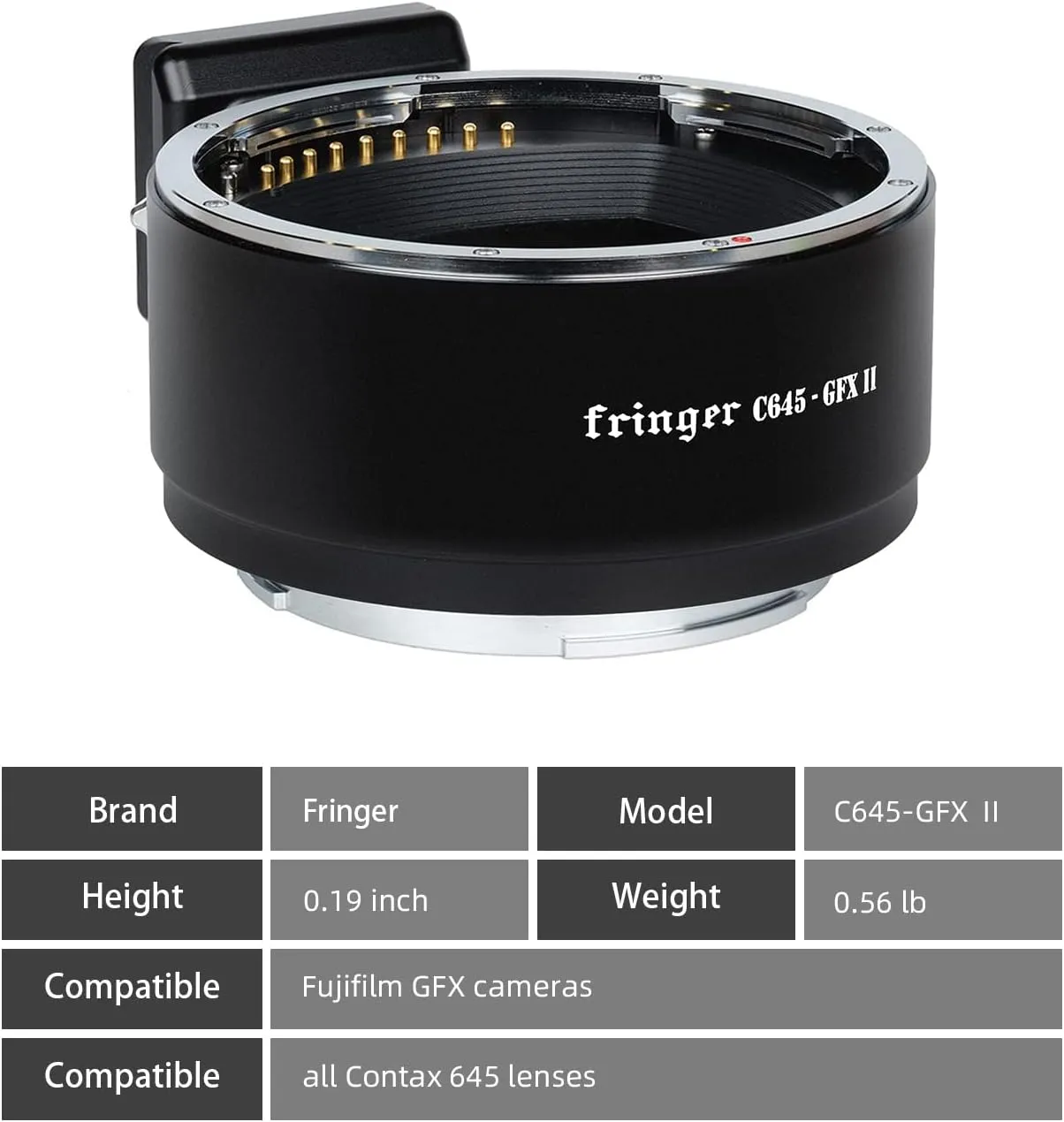 C645-GFX II Smart Adapter Auto Focus Camera Mount Adapter Ring Compatible with All Contax 645 Lenses to Fuji GFX100/100S/GFX50S/50R/50S II Cameras Adapters