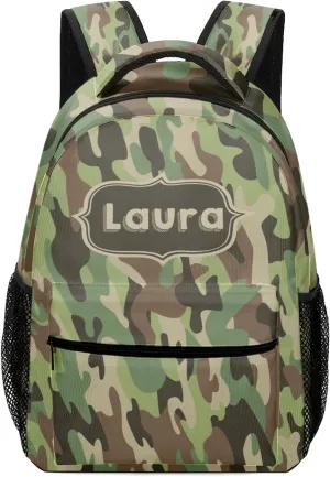 Camouflage Army and Military Backpack Personalized Name Laptop Travel Hiking Camping Daypack