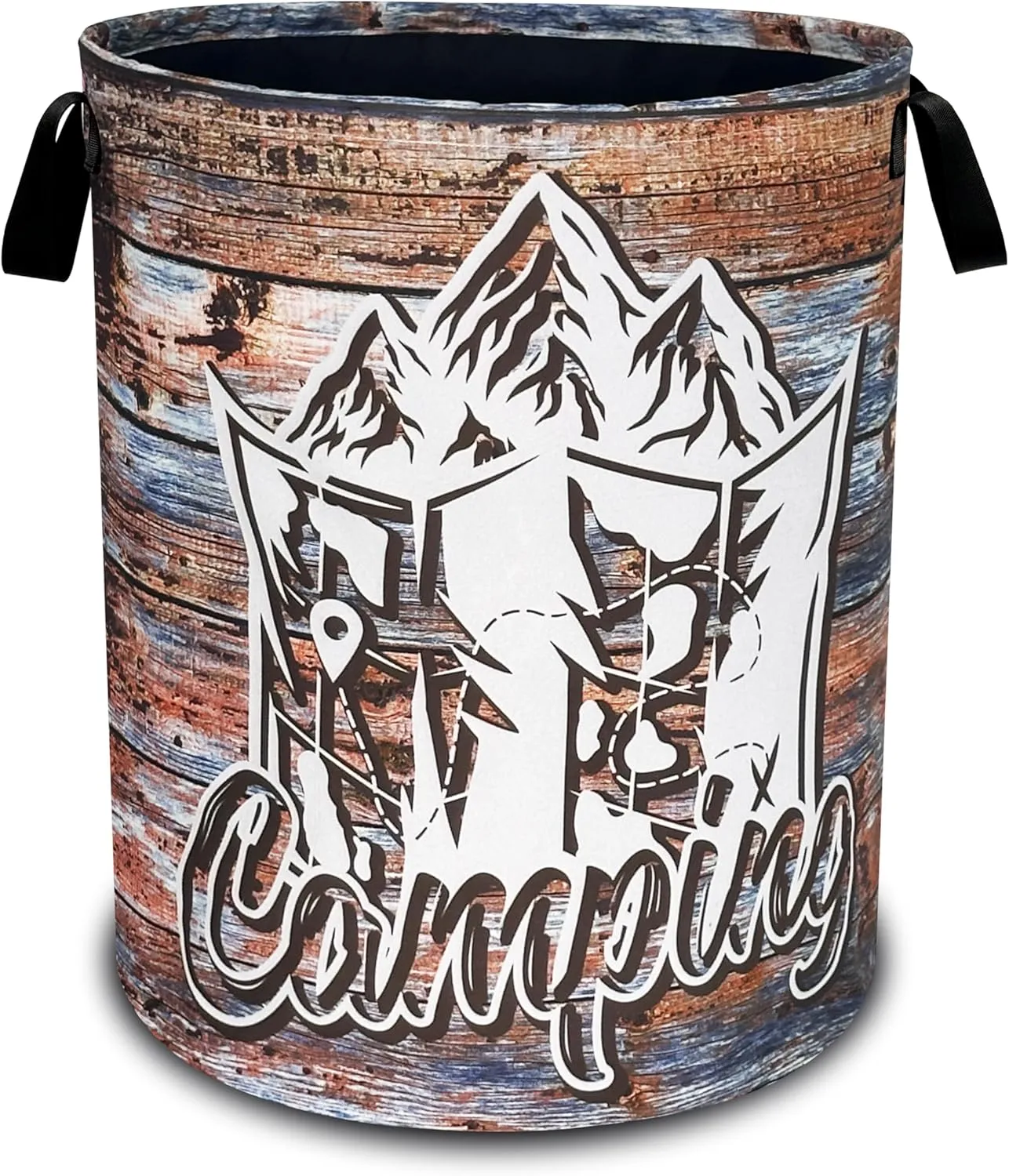 Camping Laundry Basket Oxford Cloth Funny Mountain Camper Laundry Hamper With Handle Foldable Portable Clothes Storage Basket 18.9 X 16.5 Inch Storage Bag For Laundry Room/Bathroom/Bedroom/Dormitories