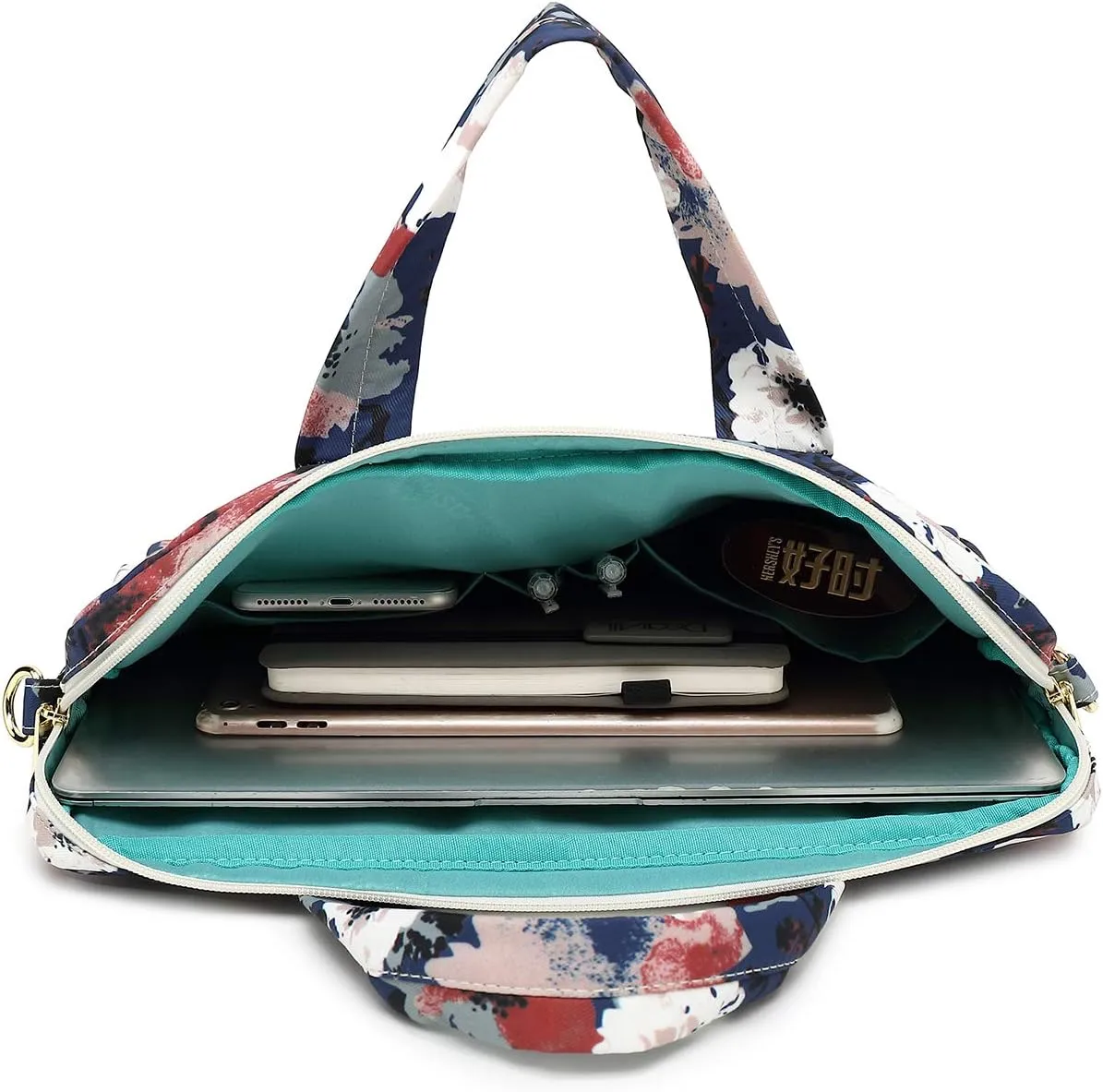 Canvaslove Camellia Pattern Waterproof Laptop Shoulder Messenger Bag Case with Rebound Bubble Protection For Macbook Pro 15 And 14 Inch To 15.6 Inch Laptop