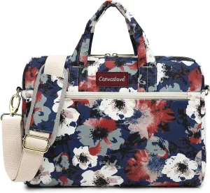 Canvaslove Camellia Pattern Waterproof Laptop Shoulder Messenger Bag Case with Rebound Bubble Protection For Macbook Pro 15 And 14 Inch To 15.6 Inch Laptop