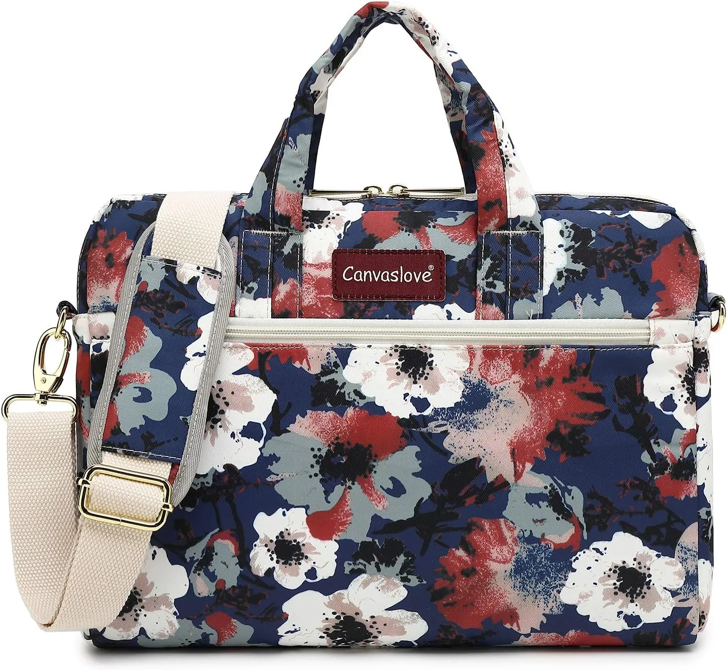 Canvaslove Camellia Pattern Waterproof Laptop Shoulder Messenger Bag Case with Rebound Bubble Protection For Macbook Pro 15 And 14 Inch To 15.6 Inch Laptop