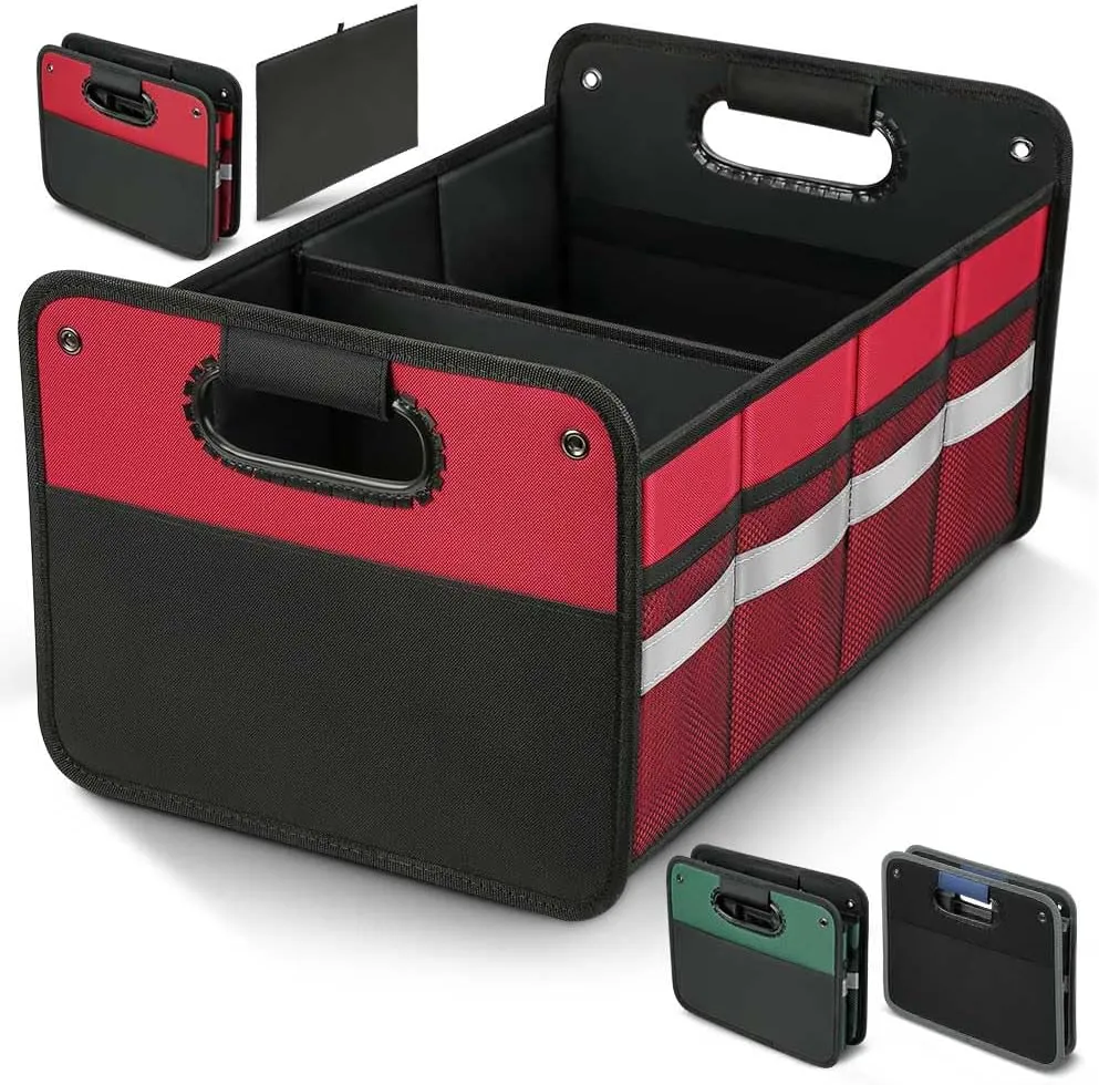 Car Trunk Organizer, Car Storage Organizer, Collapsible Multi Compartment for Car, Suv, Sedan, Truck, 100L, Extra Larger (Red, 50L)