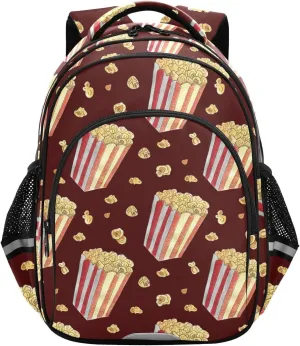 Carton Popcorn Watercolor Backpack for Kids Elementary School Bag Boys Girls Bookbag Travel Backpack Daypack