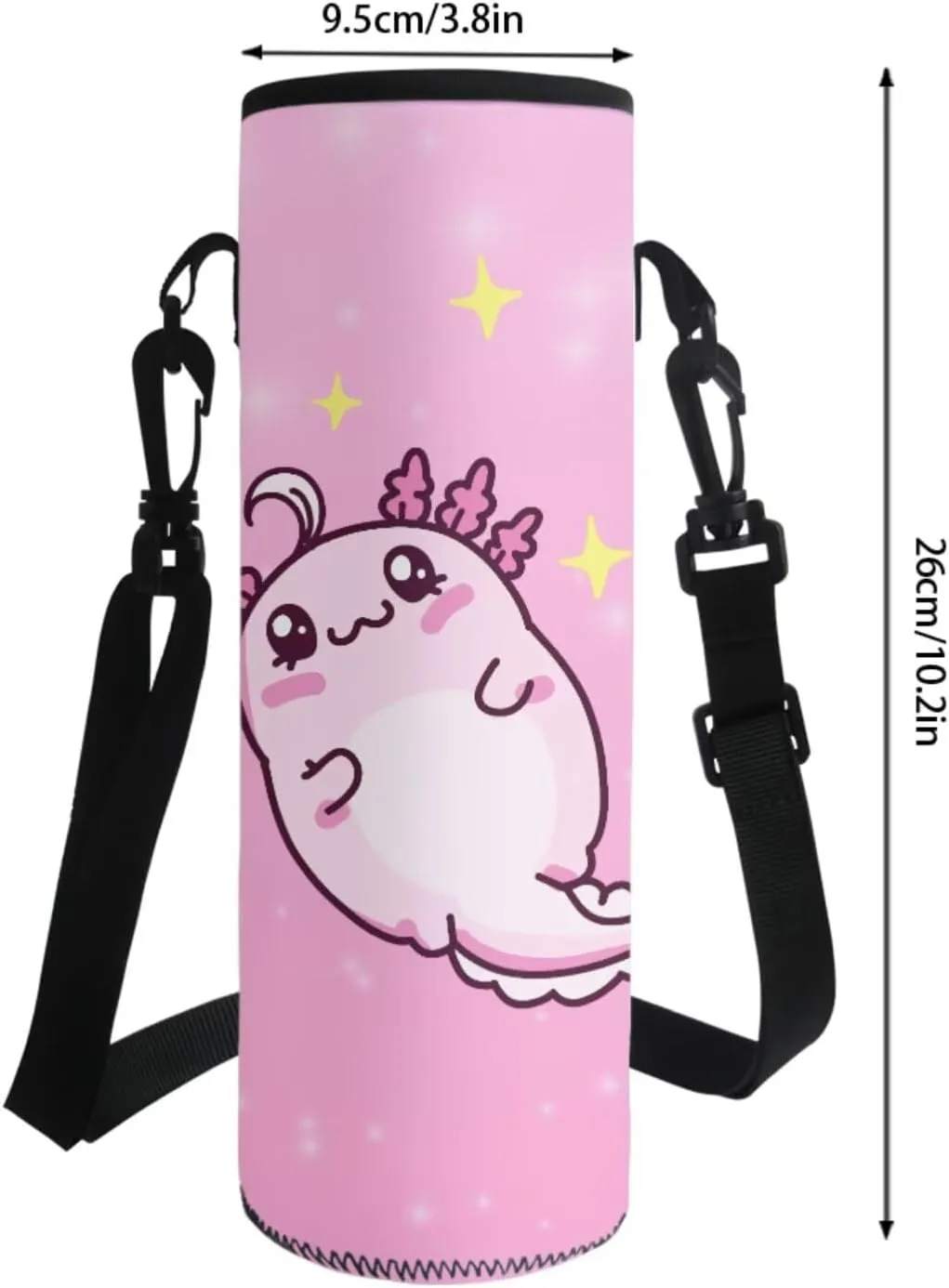 Cartoon Axolotl Star Print 4 Pieces Kid Backpack Bookbag Sets with Lunch Bag Pencil Case and Water Bottle Holder School Bag Travel Preschool Kindergarten Bookbag Back to School