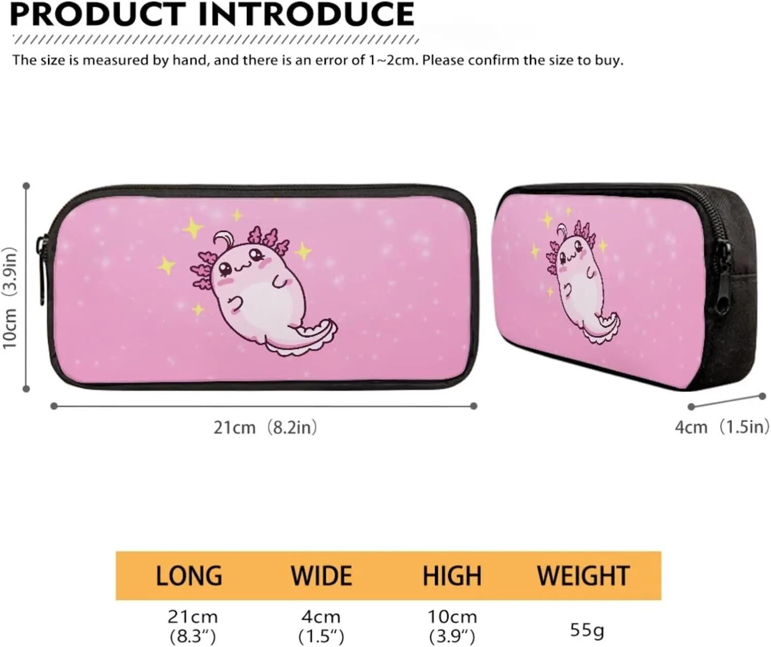 Cartoon Axolotl Star Print 4 Pieces Kid Backpack Bookbag Sets with Lunch Bag Pencil Case and Water Bottle Holder School Bag Travel Preschool Kindergarten Bookbag Back to School