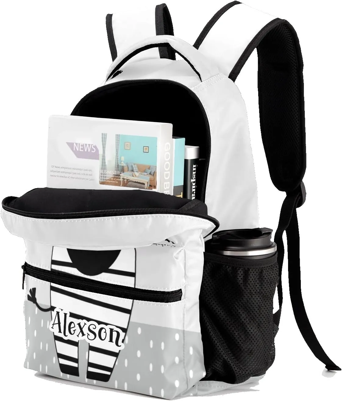 Cartoon Baby Zebra Personalized Kids School Backpack Custom Name for Boys Girls Primary Daypack Bookbag Travel Bag