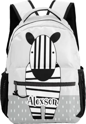 Cartoon Baby Zebra Personalized Kids School Backpack Custom Name for Boys Girls Primary Daypack Bookbag Travel Bag