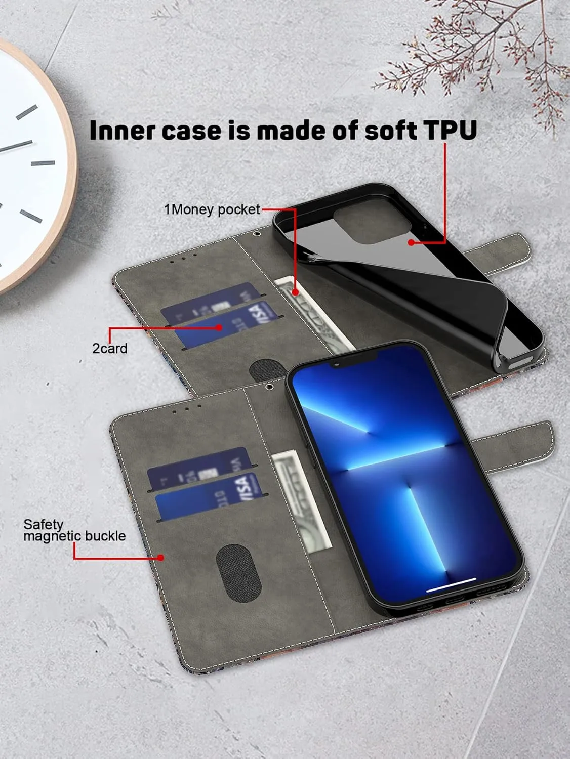 Case for Honor Magic 6 Lite,Honor Magic 6 Lite Phone Case Wallet,Cute Flip Folio PU Leather Protective Cover with Card Holderfor Honor Magic 6 Lite - Dream Flower