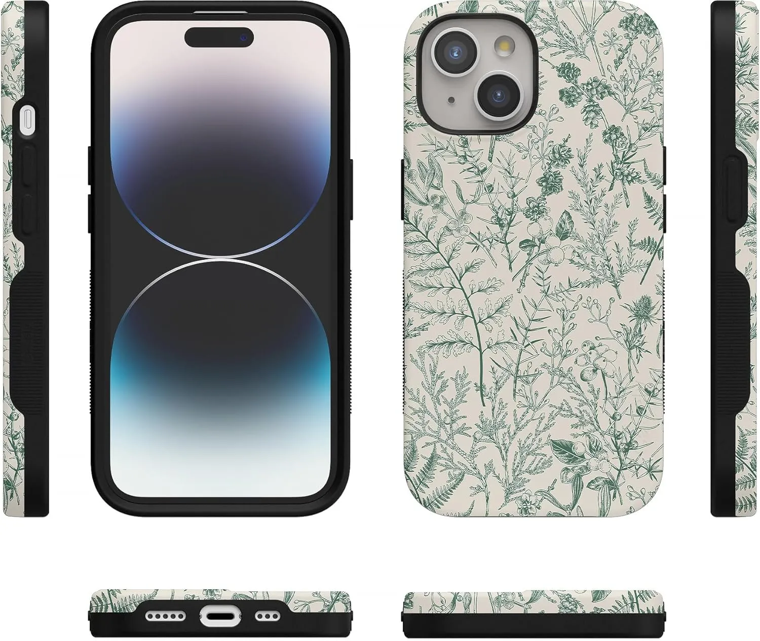 Casely iPhone 15 Case | Sage Garden | Green Floral | Bold Protective Case Design | Compatible with MagSafe