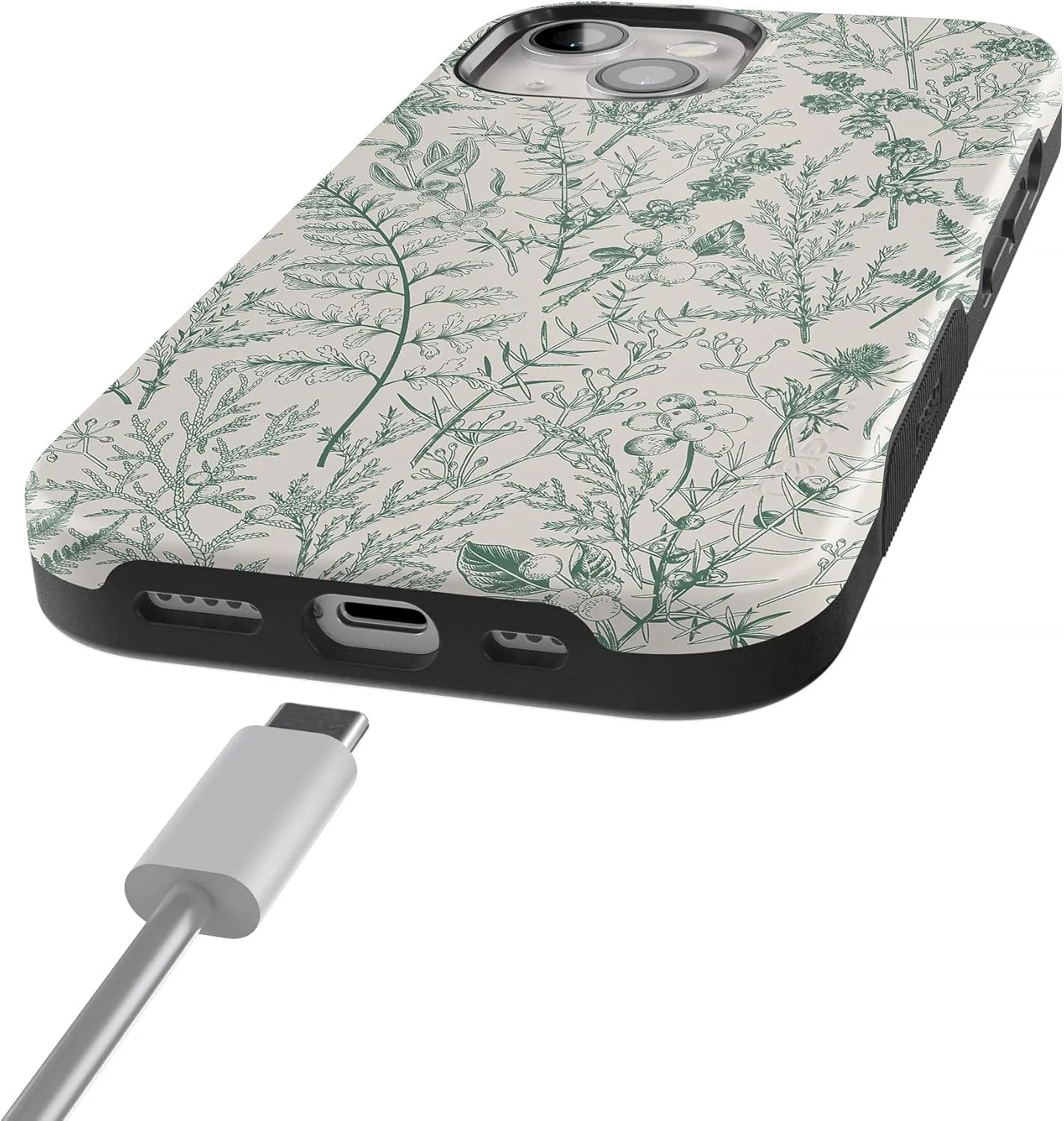 Casely iPhone 15 Case | Sage Garden | Green Floral | Bold Protective Case Design | Compatible with MagSafe