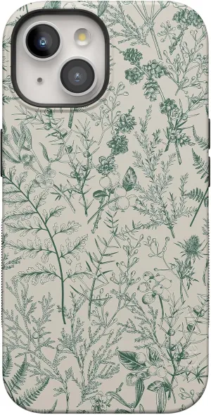 Casely iPhone 15 Case | Sage Garden | Green Floral | Bold Protective Case Design | Compatible with MagSafe