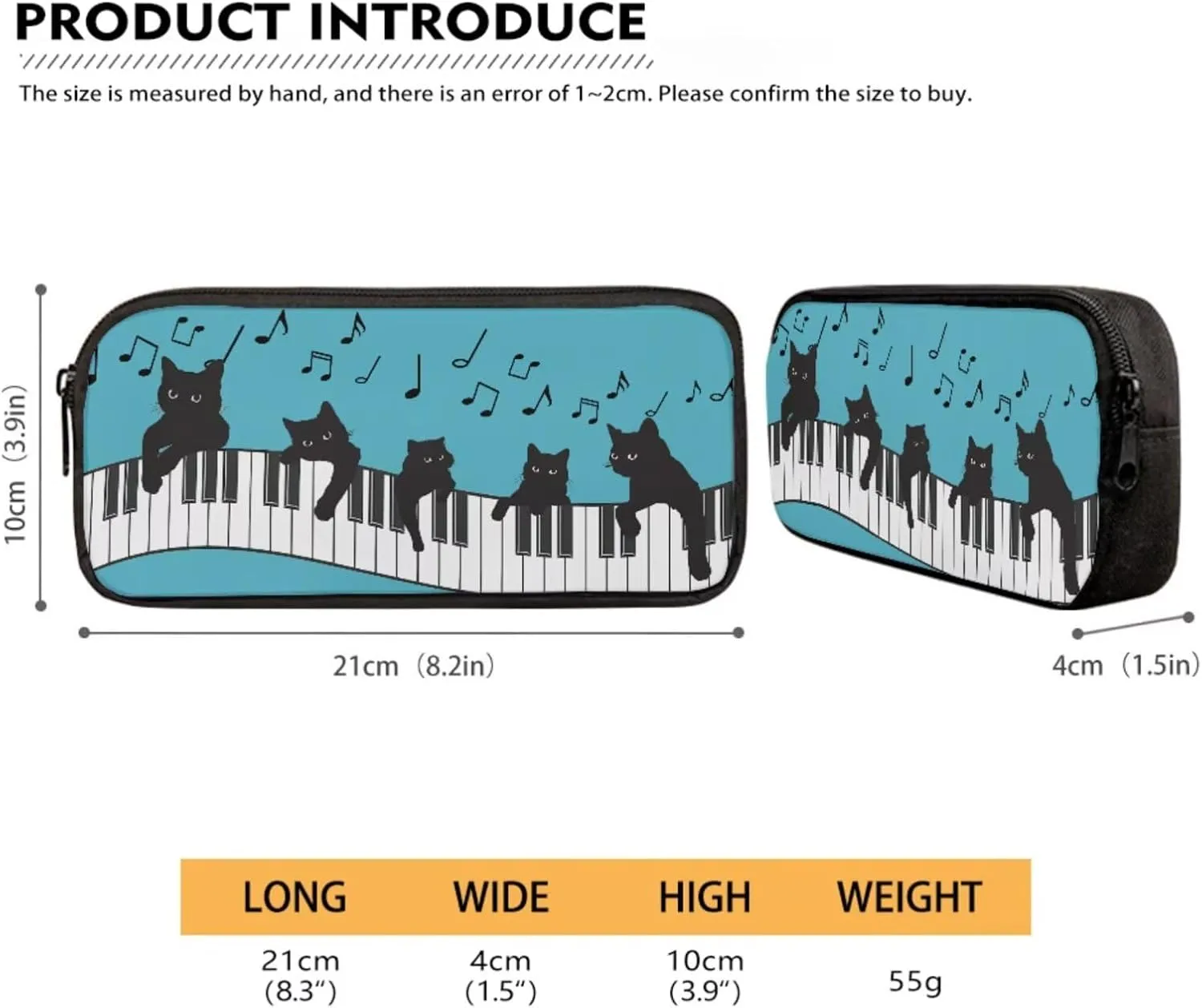 Cat Piano Music Note Print Boys Girls School Bag Set 4 Pcs Backpack with Lunch Box Pencil Case and Water Bottle Holder, Middle School Student Schoolbag Bookbag Set