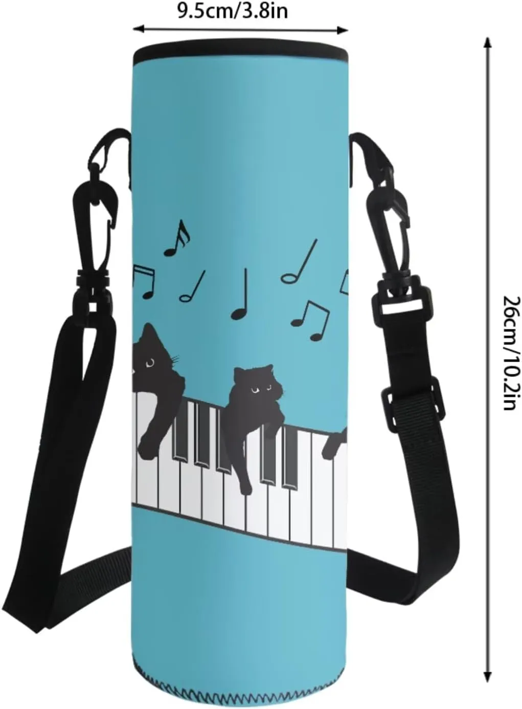 Cat Piano Music Note Print Boys Girls School Bag Set 4 Pcs Backpack with Lunch Box Pencil Case and Water Bottle Holder, Middle School Student Schoolbag Bookbag Set