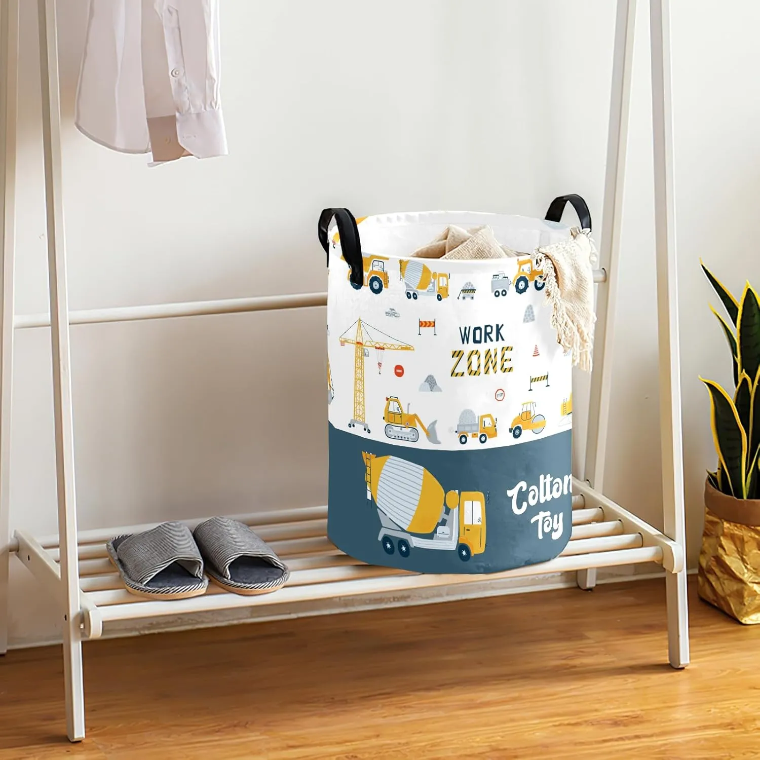 Cement Tanker Truck Construction Personalized Laundry Basket Laundry Hamper Clothes Bag Collapsible Tall with Handles,Waterproof,Storage Baskets for Bathroom College Dorm Family Essentials