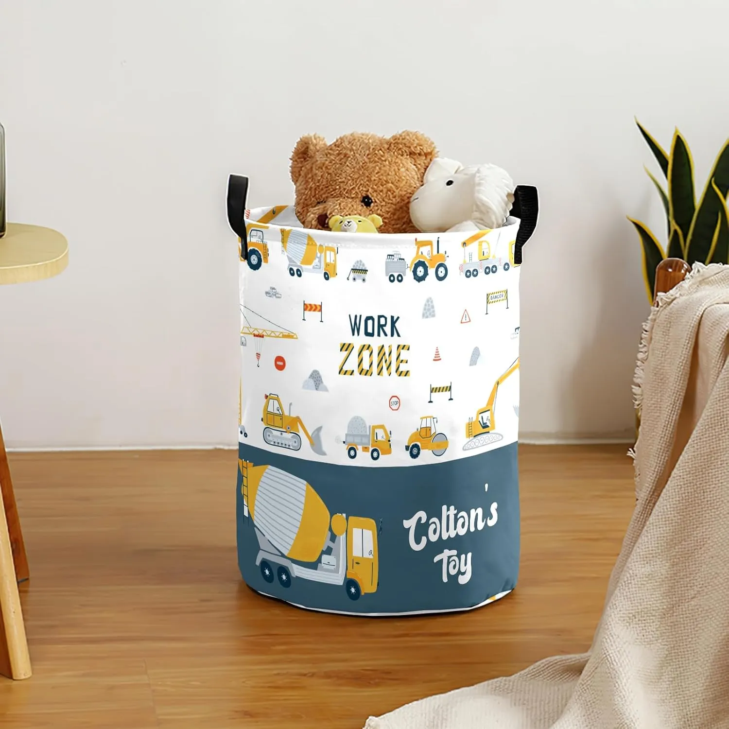 Cement Tanker Truck Construction Personalized Laundry Basket Laundry Hamper Clothes Bag Collapsible Tall with Handles,Waterproof,Storage Baskets for Bathroom College Dorm Family Essentials