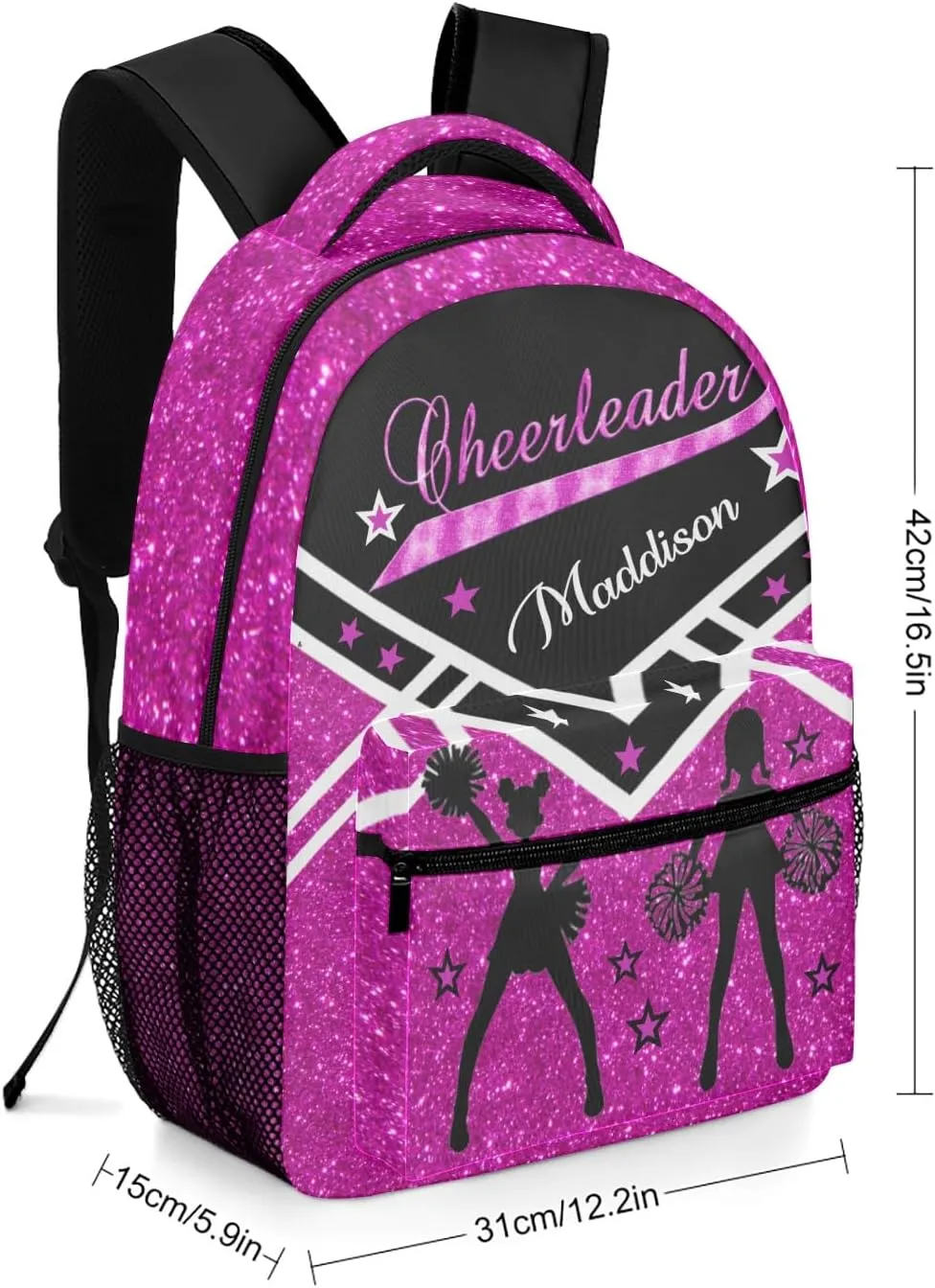 Cheerleader Megenta Cheer Personalized School Backpack for Kid-Boy/Girl Primary Daypack Travel Bookbag