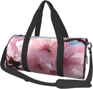 cherry blossoms Printed Sports Gym Bag for Men Women Foldable Duffel Bag Carry On Weekender Bag for Travel Sports