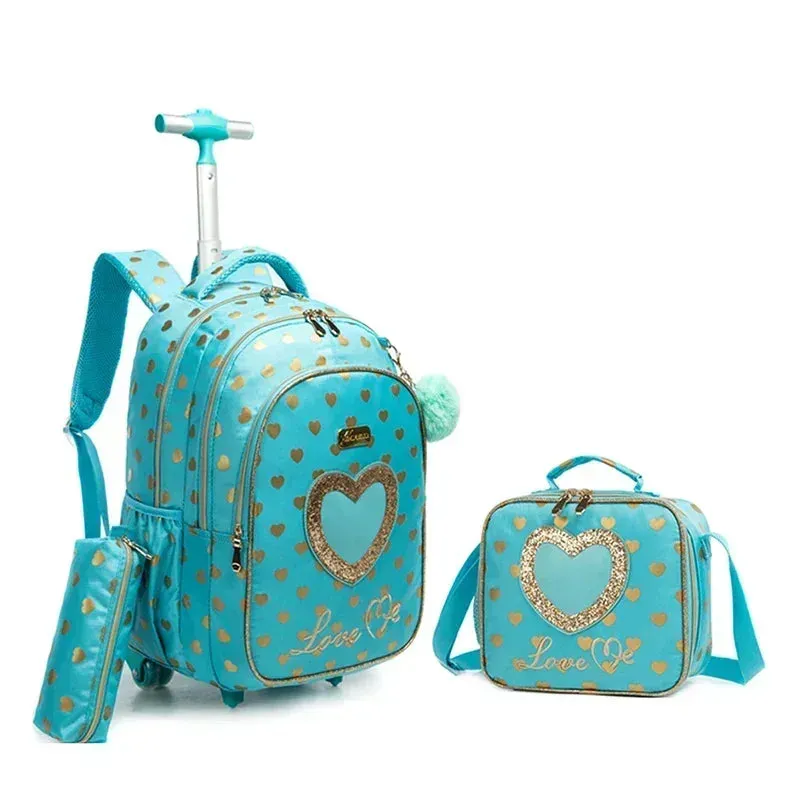 Children's School Rolling Backpack | Wheeled Trolley Bag Set for Boys