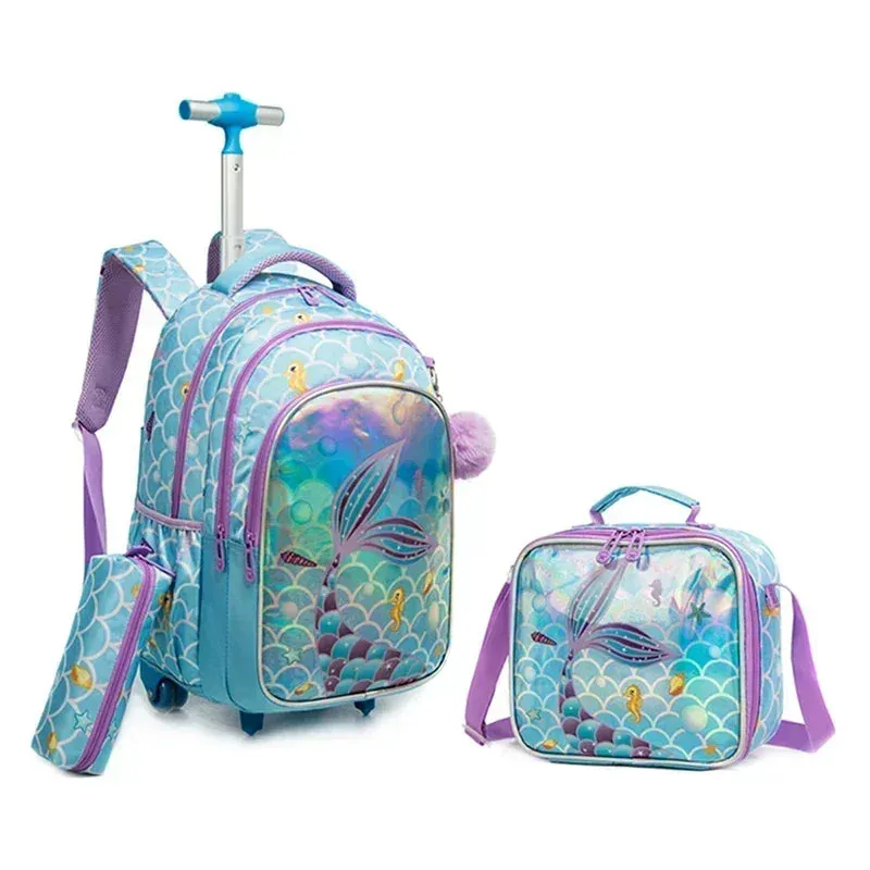 Children's School Rolling Backpack | Wheeled Trolley Bag Set for Boys