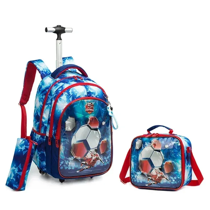 Children's School Rolling Backpack | Wheeled Trolley Bag Set for Boys