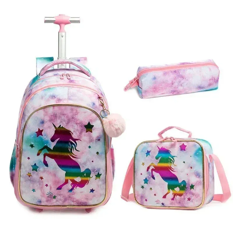 Children's School Rolling Backpack | Wheeled Trolley Bag Set for Boys