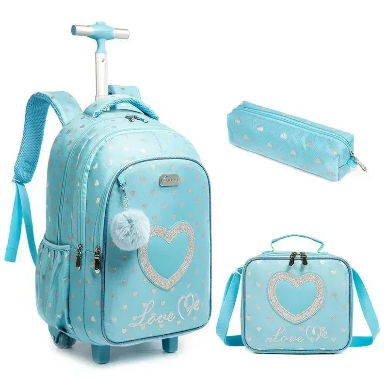 Children's School Rolling Backpack | Wheeled Trolley Bag Set for Boys