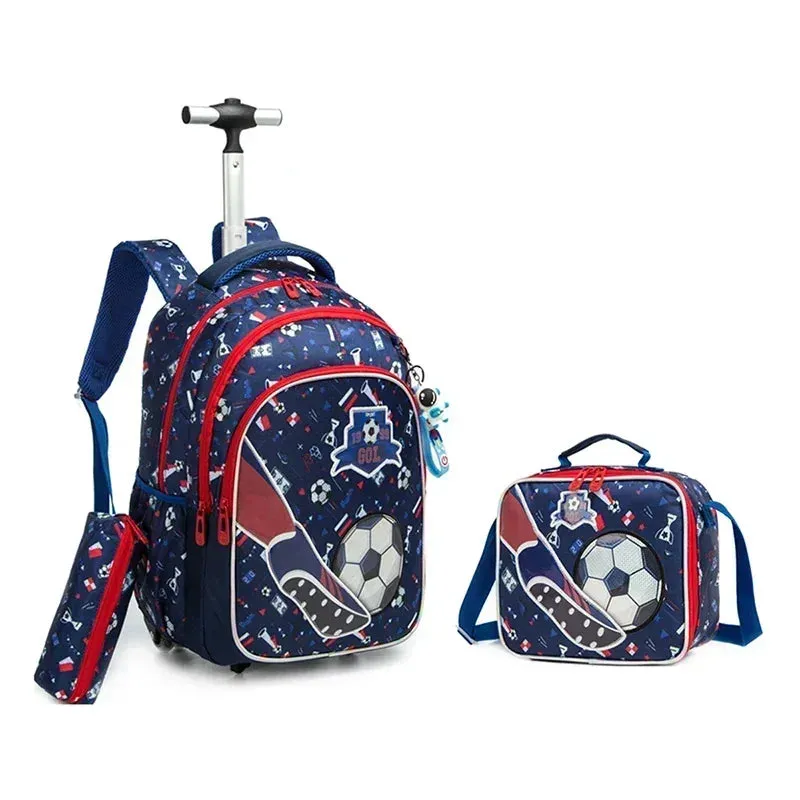 Children's School Rolling Backpack | Wheeled Trolley Bag Set for Boys