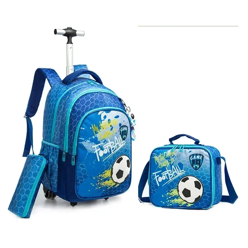 Children's School Rolling Backpack | Wheeled Trolley Bag Set for Boys