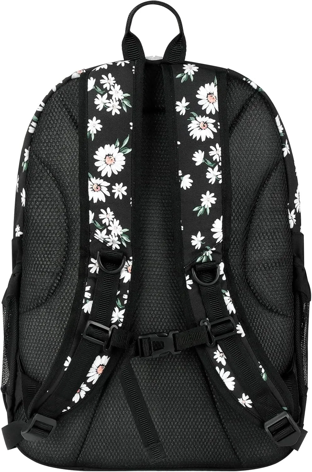 Choco Mocha Daisy Backpack for Teen Girls, Travel School Backpack for Girls Middle School Large Bookbag 18 Inch, Black